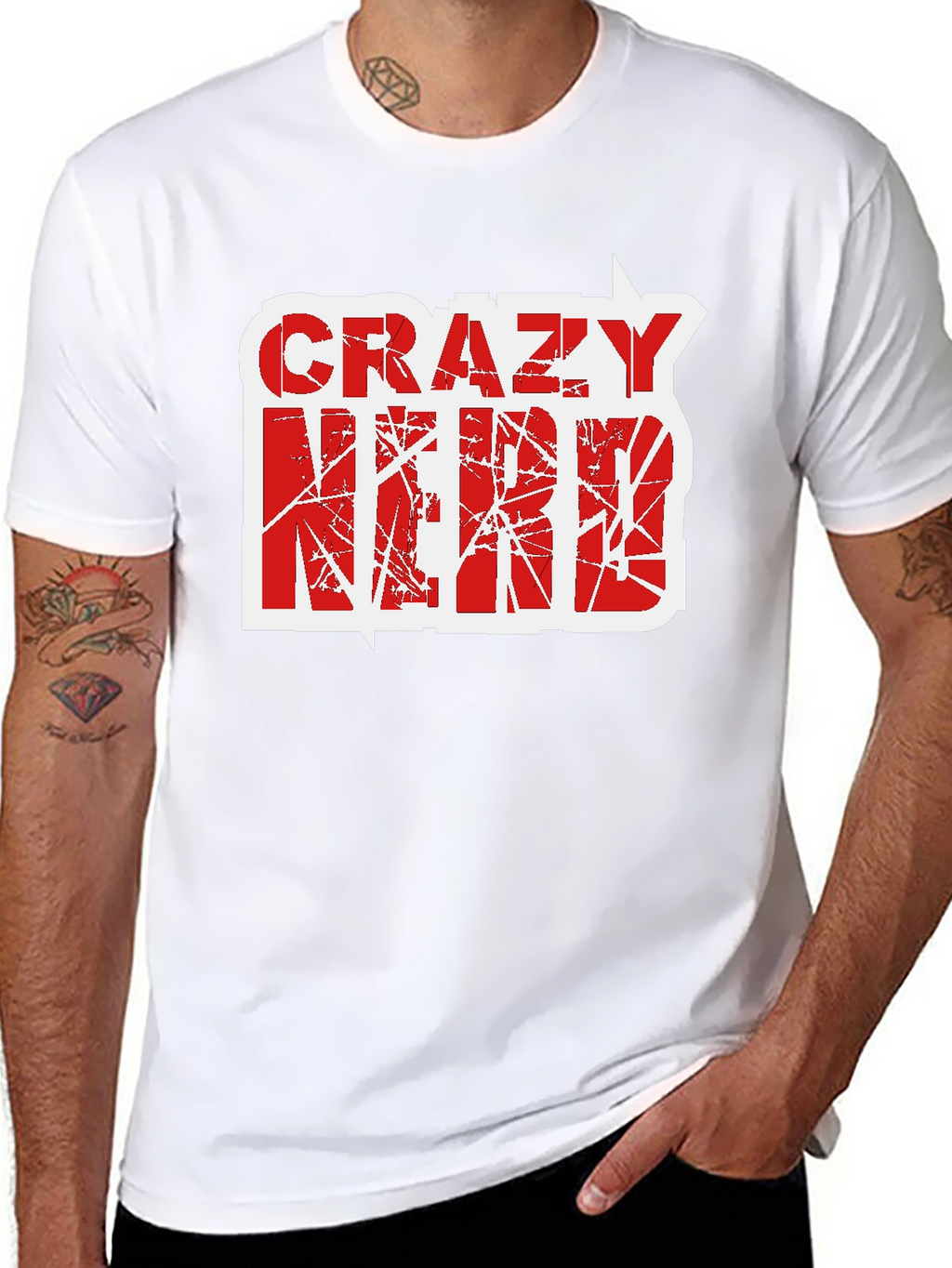 Crazy Nerd Graphic T-Shirt - Black