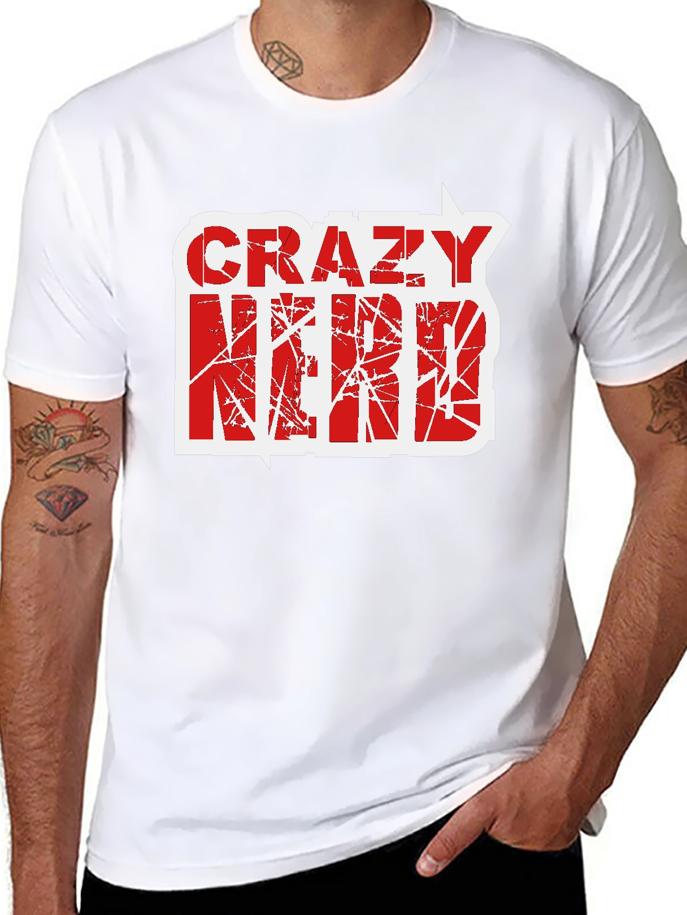 Crazy Nerd Graphic T-Shirt - Black