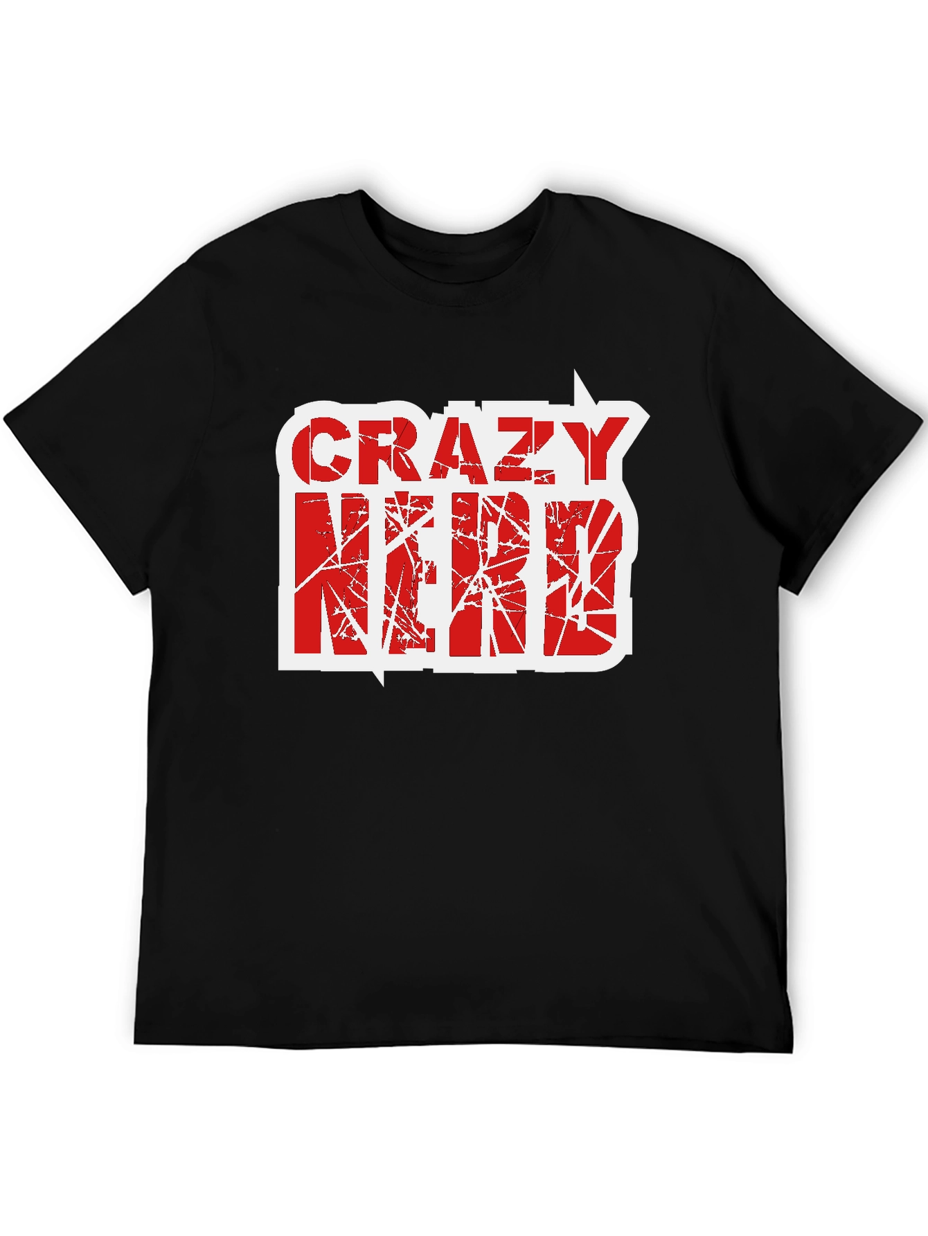 Crazy Nerd Graphic T-Shirt - Black