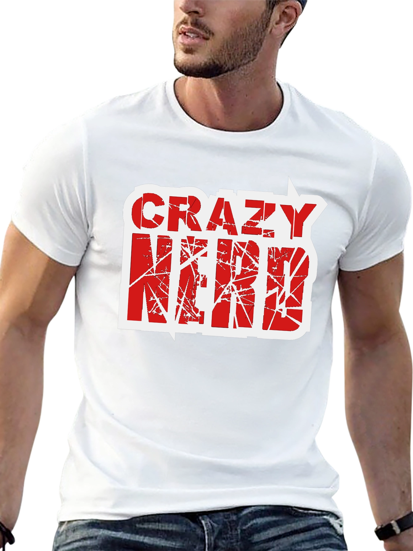 Crazy Nerd Graphic T-Shirt - Black