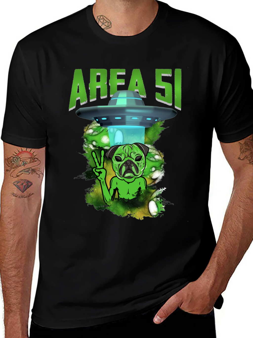 Area 51 Alien Pug T-Shirt