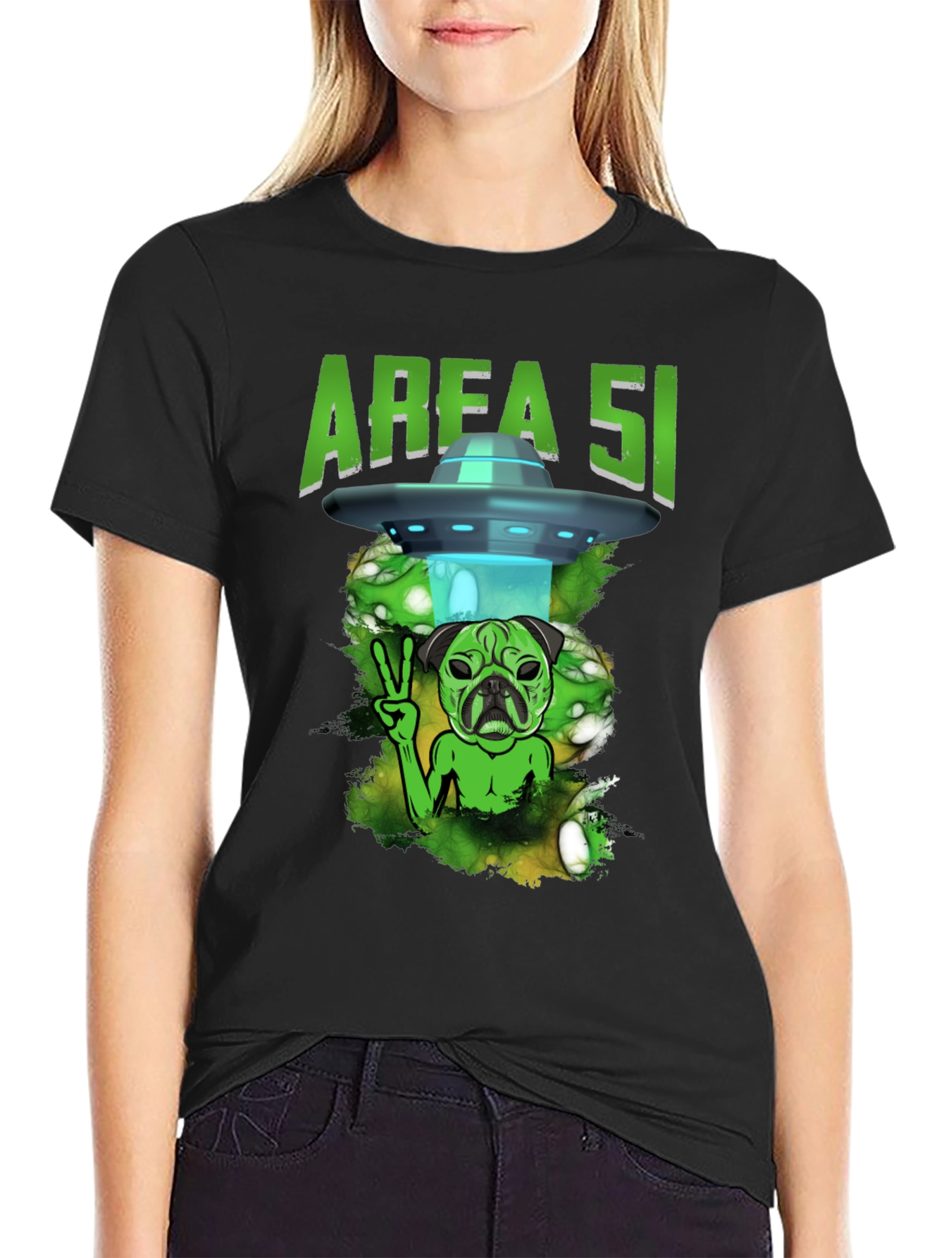 Area 51 Alien Pug T-Shirt