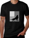 Wolf Silhouette Graphic Tee - Black Cotton T-Shirt