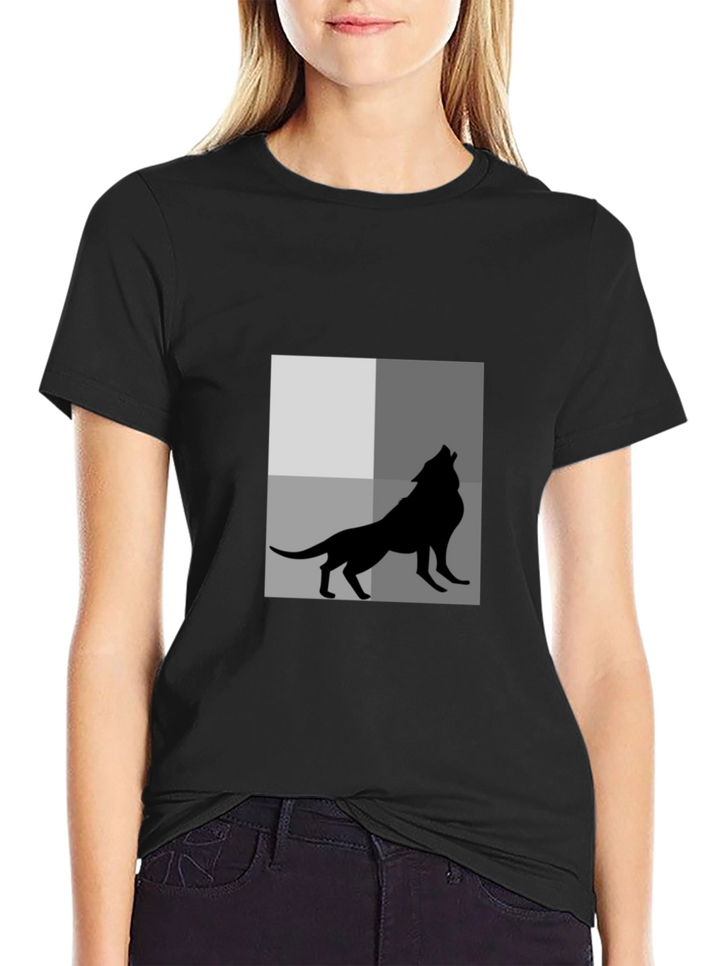 Wolf Silhouette Graphic Tee - Black Cotton T-Shirt