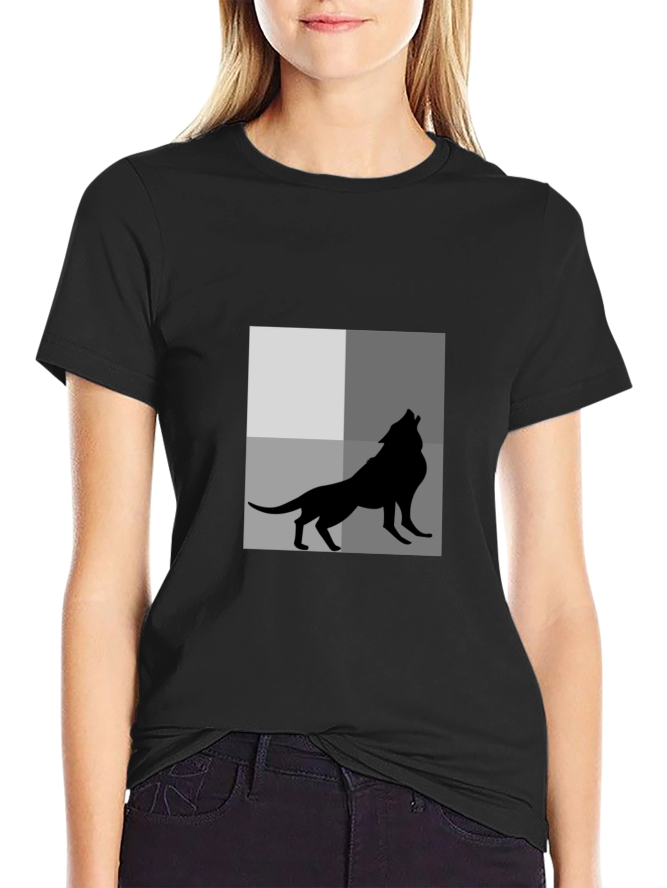Wolf Silhouette Graphic Tee - Black Cotton T-Shirt