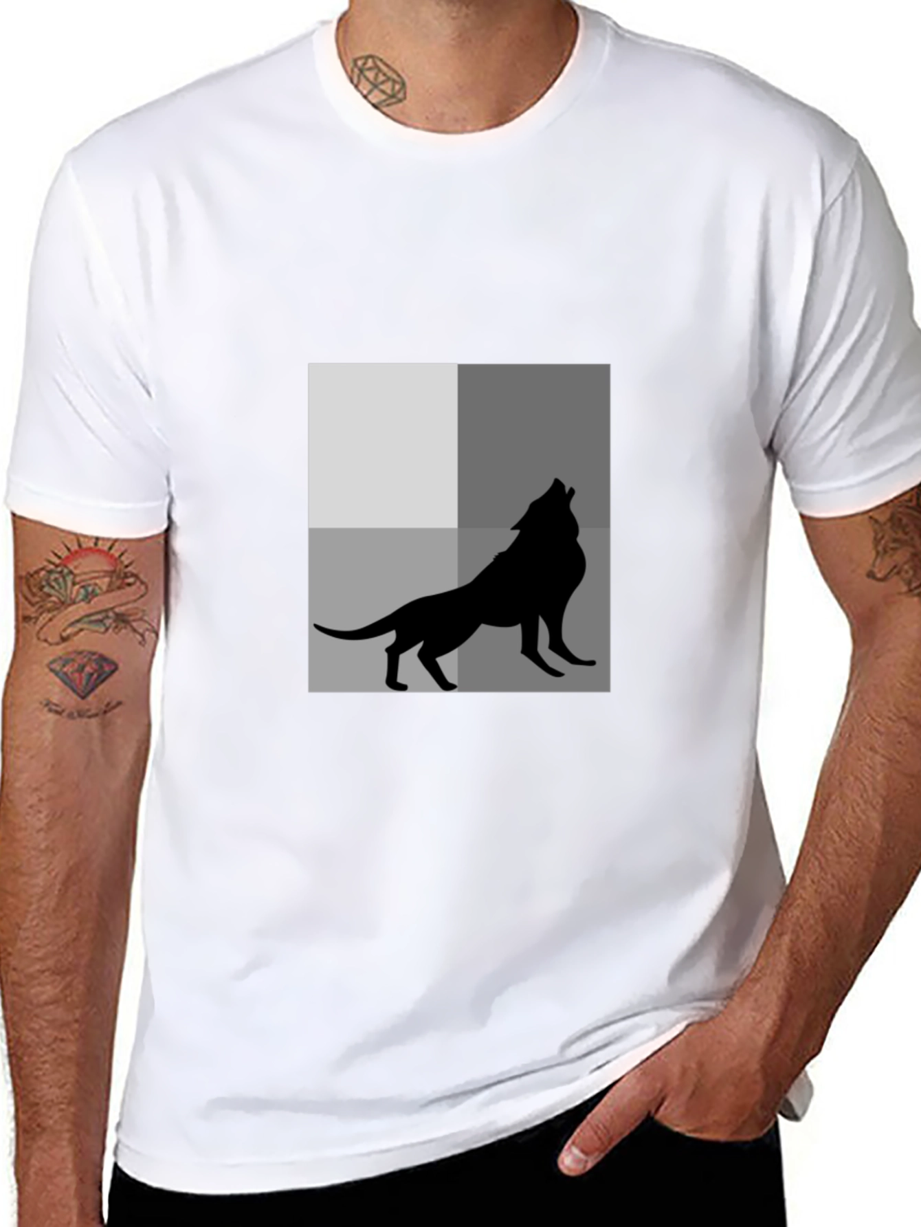 Wolf Silhouette Graphic Tee - Black Cotton T-Shirt