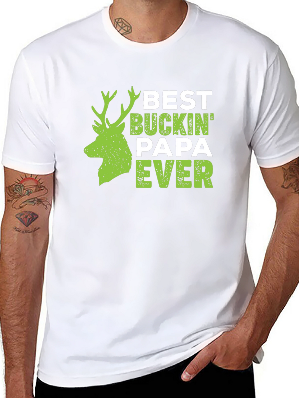 Best Buckin Papa Ever Mens Graphic T-Shirt