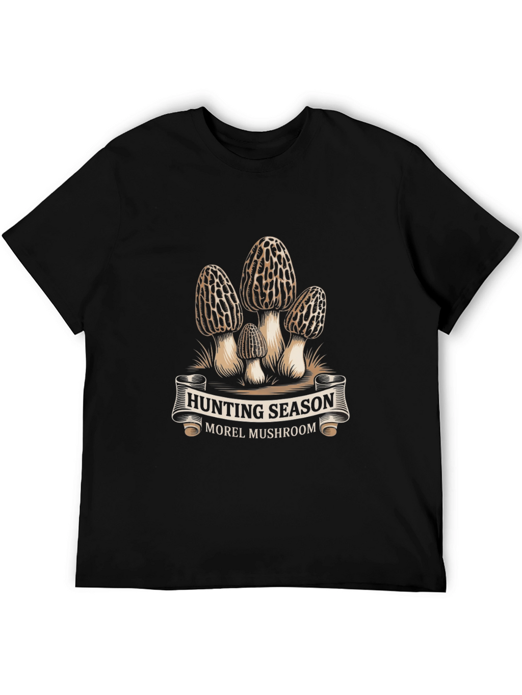 Hunting Season Morel Mushroom Black T-Shirt