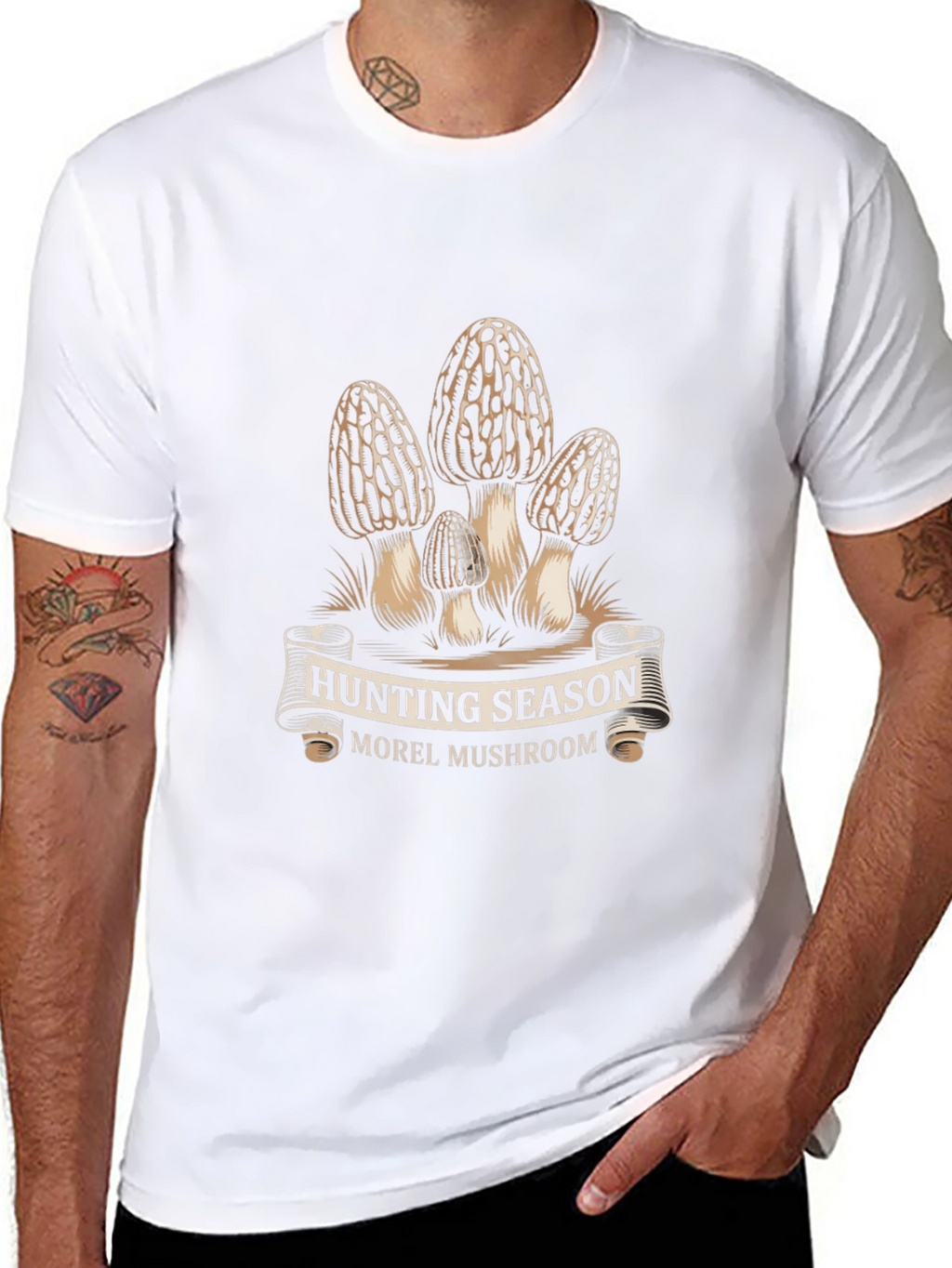 Hunting Season Morel Mushroom Black T-Shirt