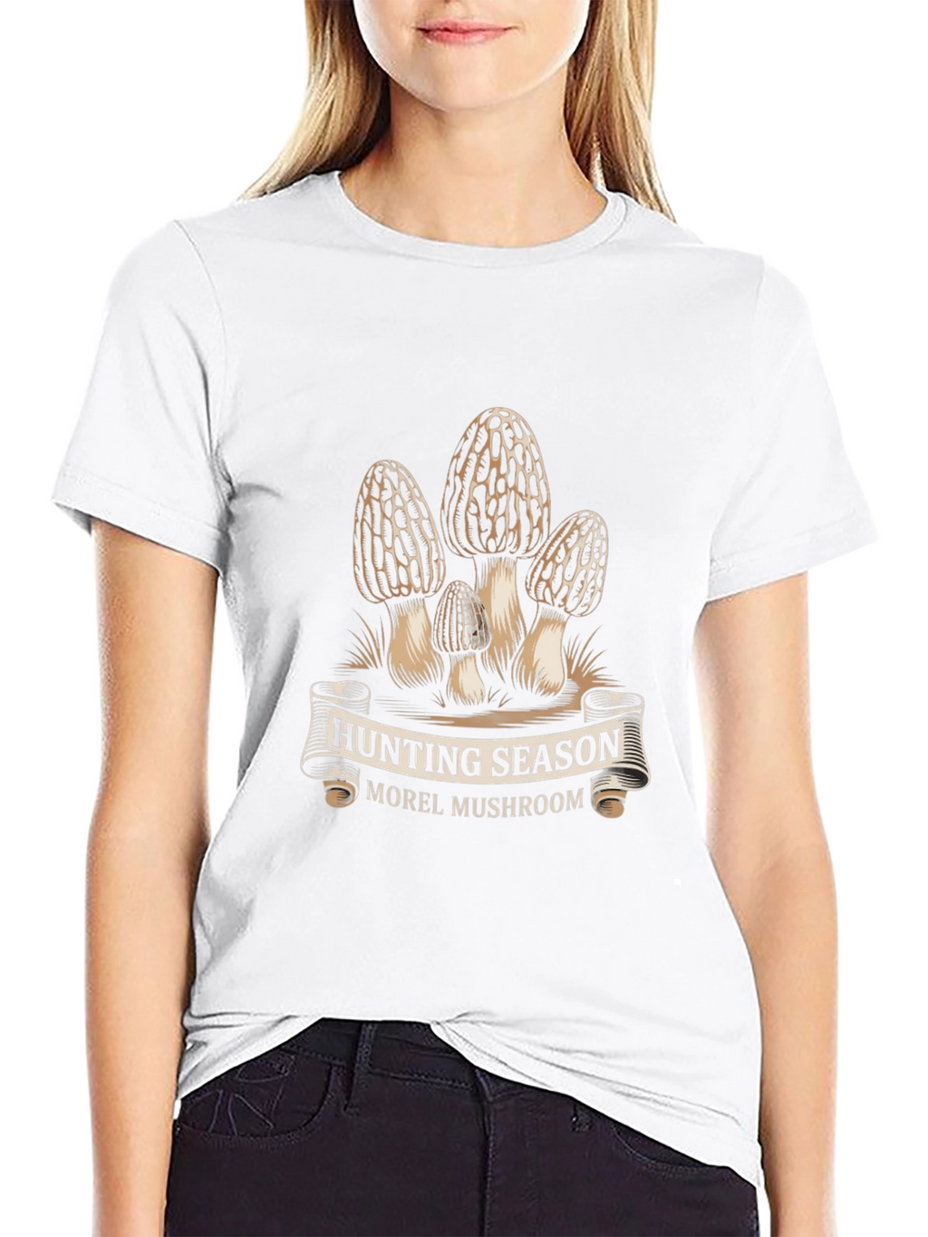 Hunting Season Morel Mushroom Black T-Shirt