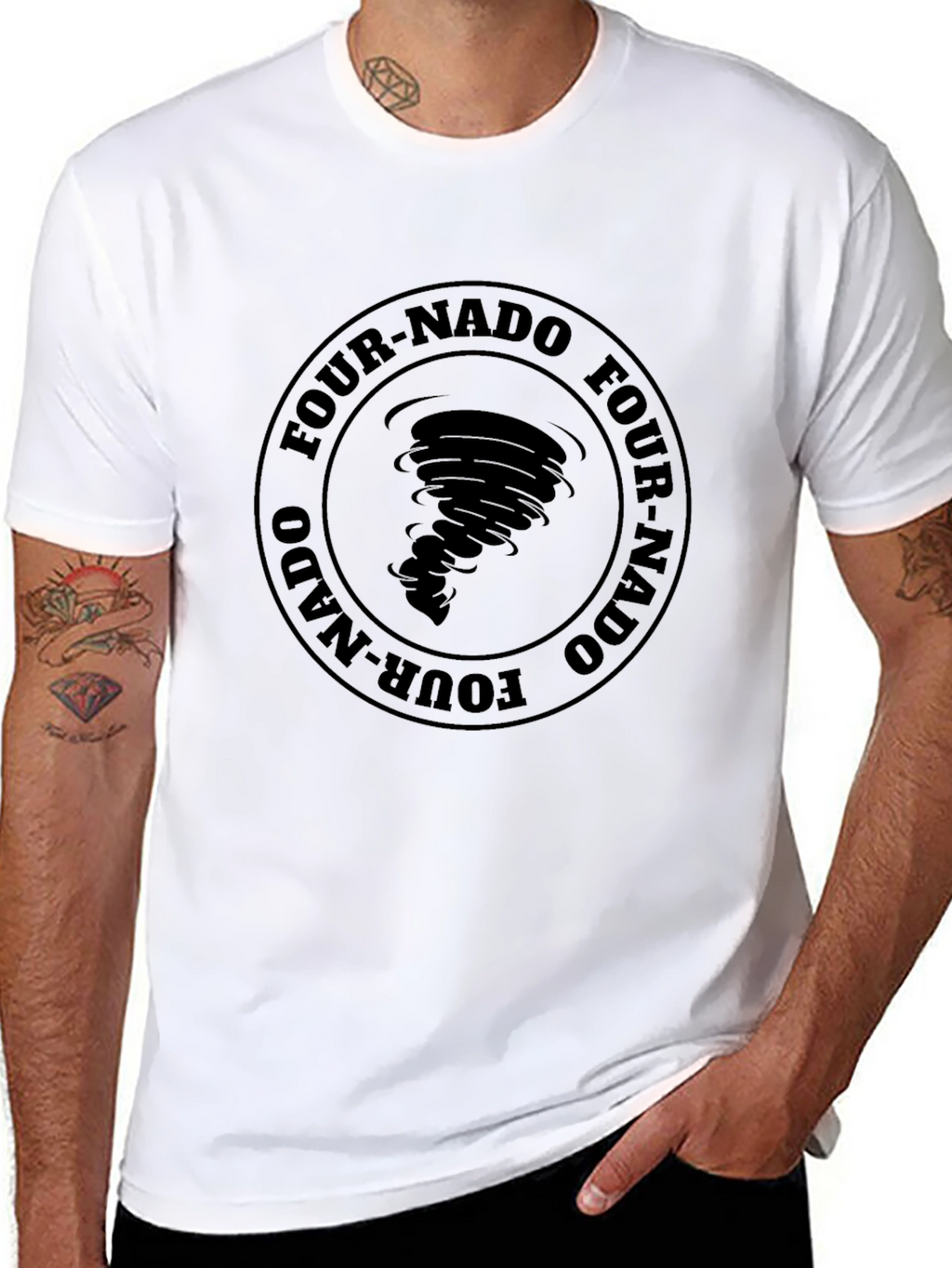 Four-Nado Black T-Shirt Tornado Graphic Novelty Tee