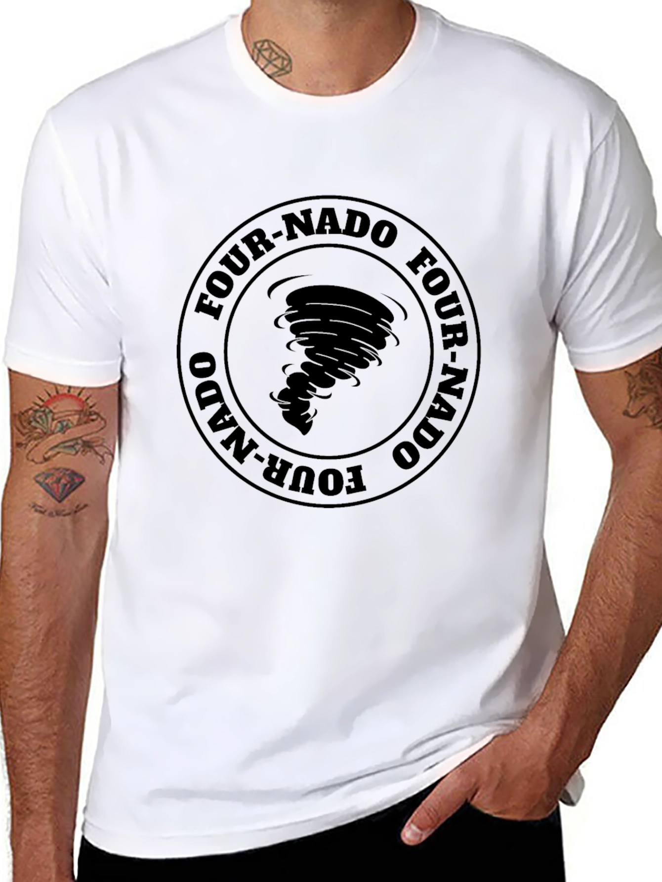 Four-Nado Black T-Shirt Tornado Graphic Novelty Tee