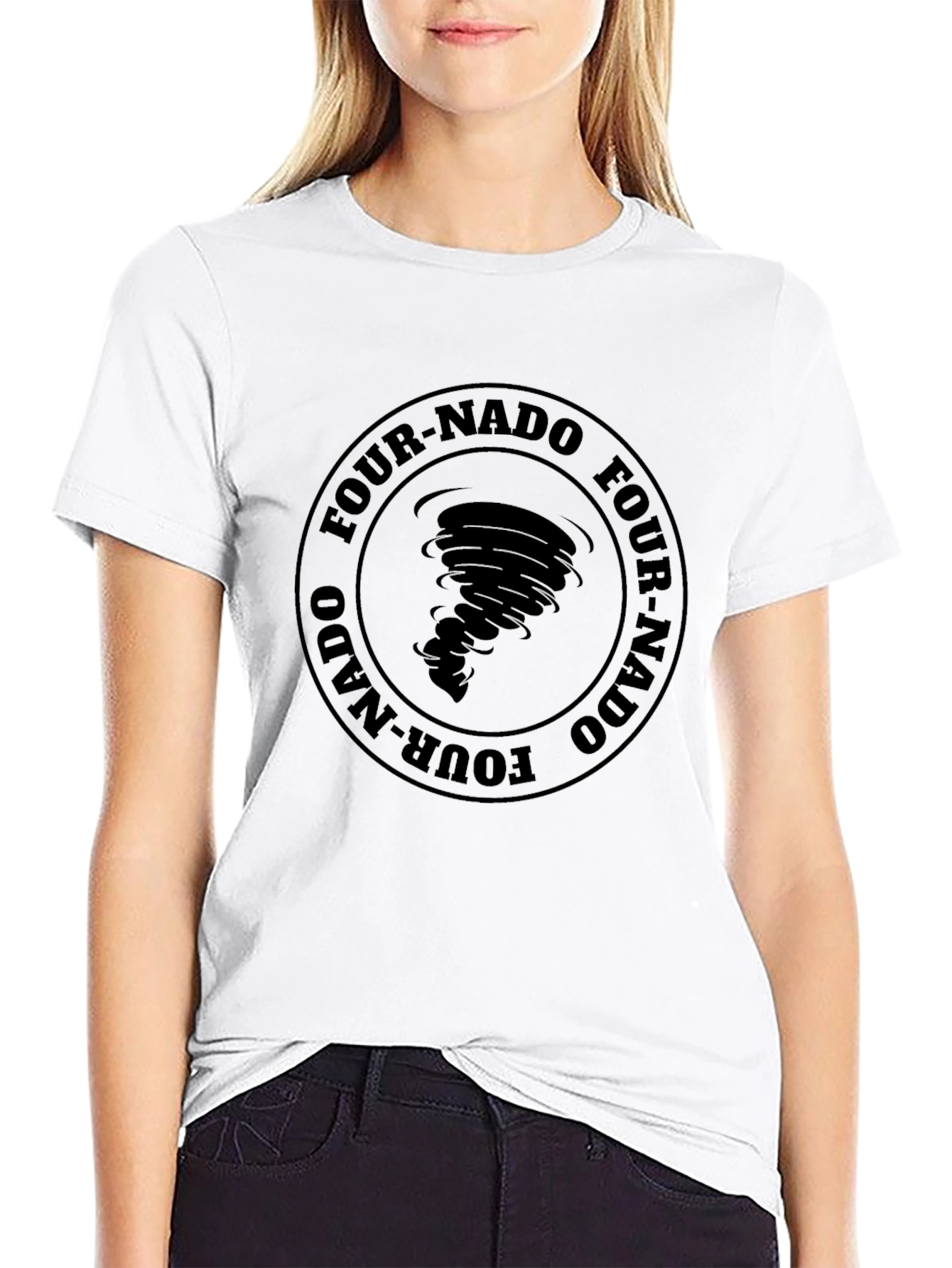 Four-Nado Black T-Shirt Tornado Graphic Novelty Tee