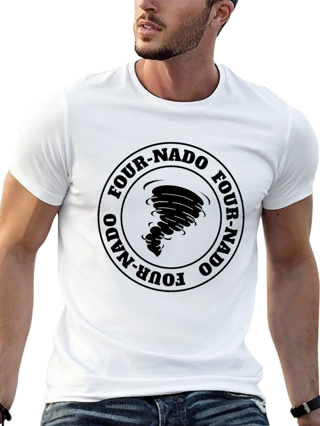 Four-Nado Black T-Shirt Tornado Graphic Novelty Tee