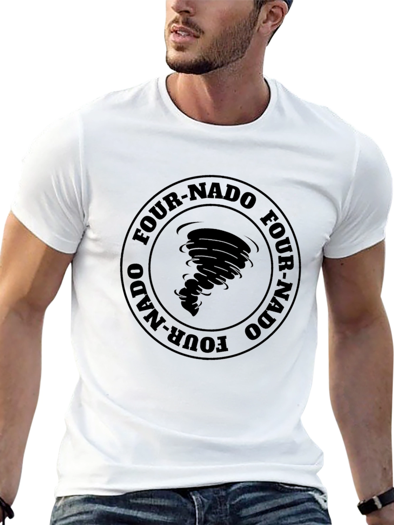 Four-Nado Black T-Shirt Tornado Graphic Novelty Tee
