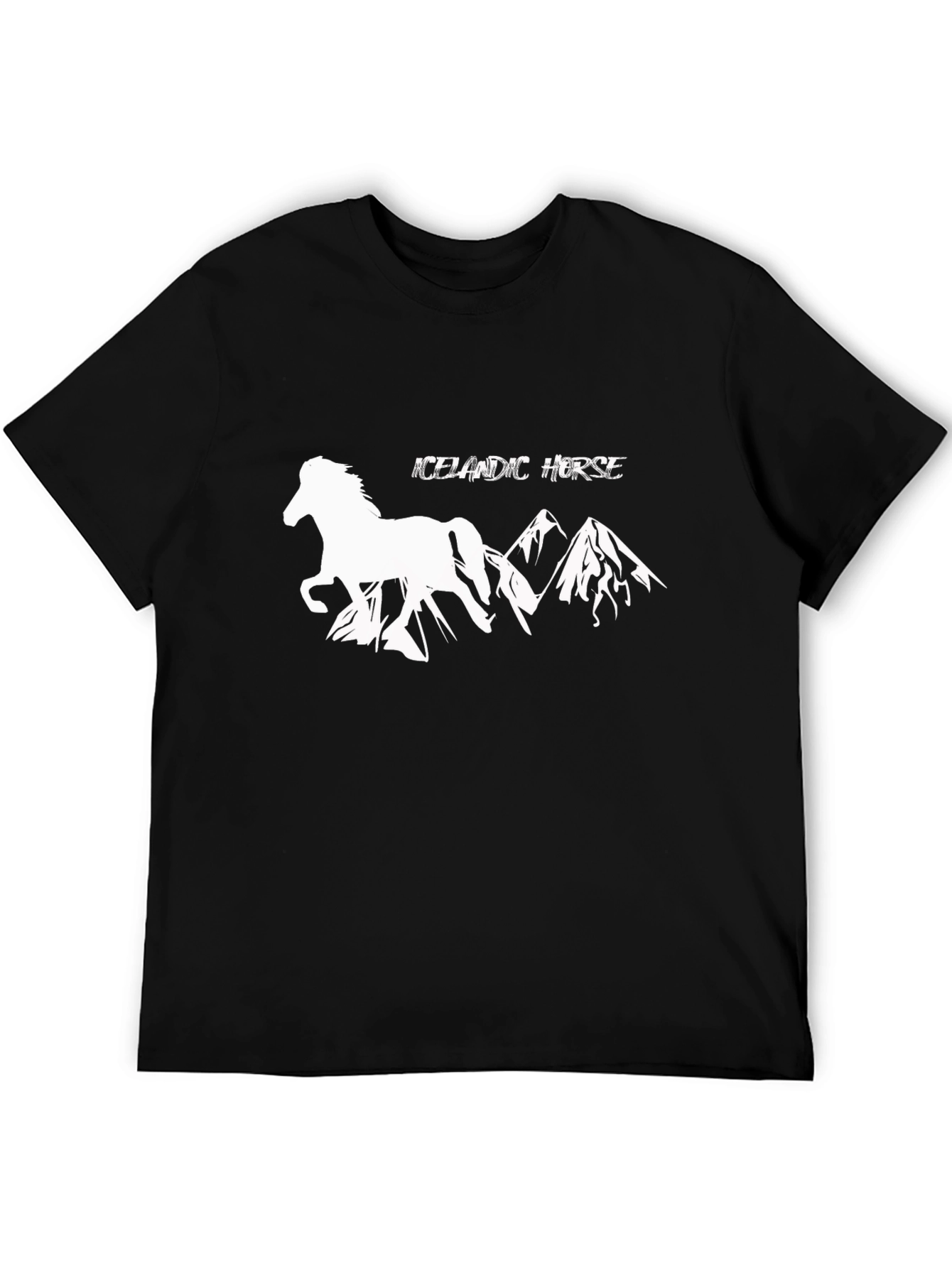 Icelandic Horse Graphic Tee - Black Cotton T-Shirt