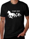 Icelandic Horse Graphic Tee - Black Cotton T-Shirt