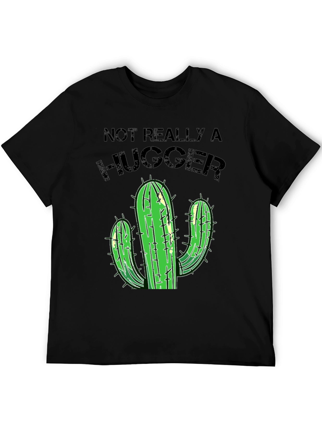 Not Really A Hugger Cactus T-Shirt - Black