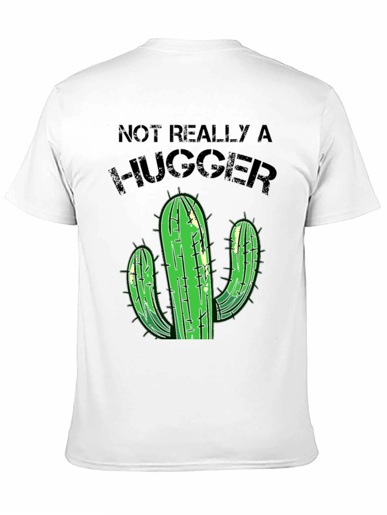 Not Really A Hugger Cactus T-Shirt - Black
