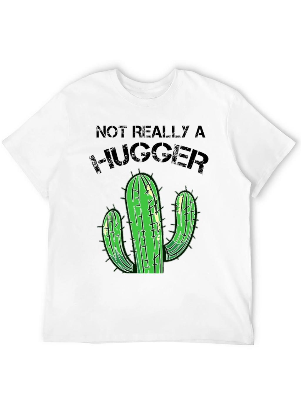 Not Really A Hugger Cactus T-Shirt - Black