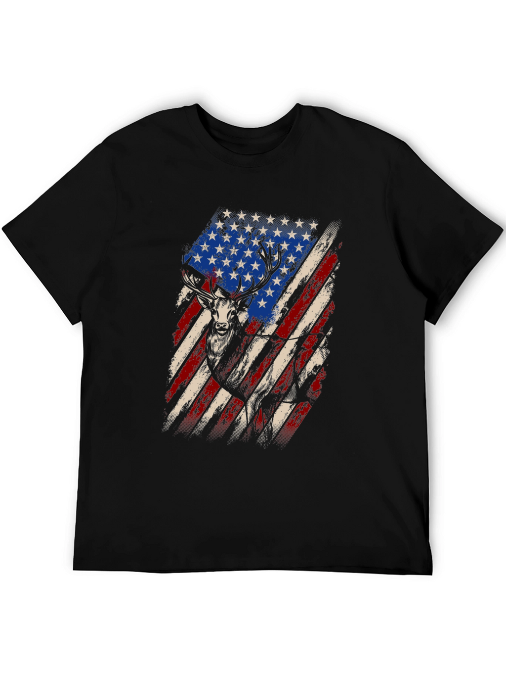 American Flag Deer Graphic Tee - Patriotic Hunting Shirt