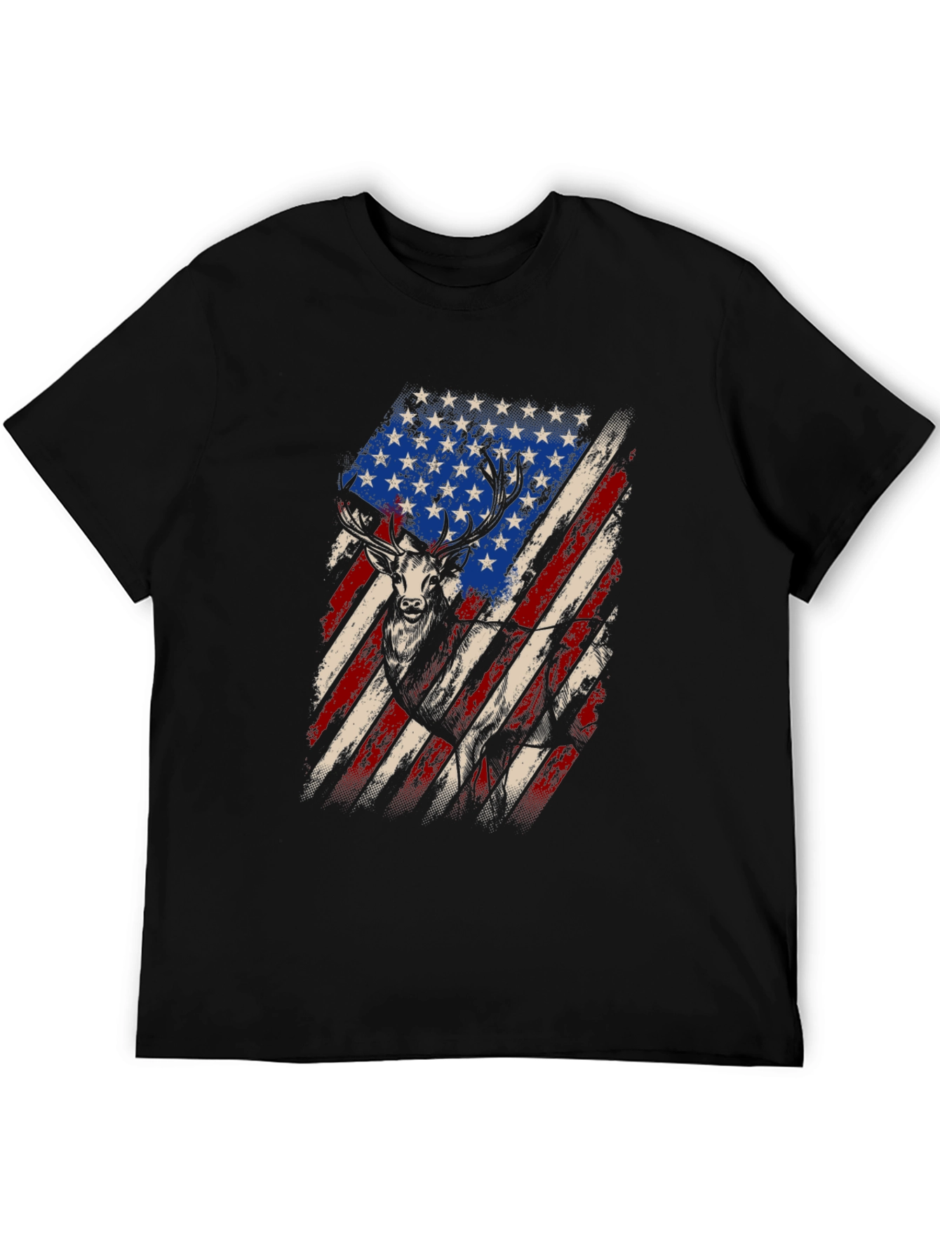 American Flag Deer Graphic Tee - Patriotic Hunting Shirt