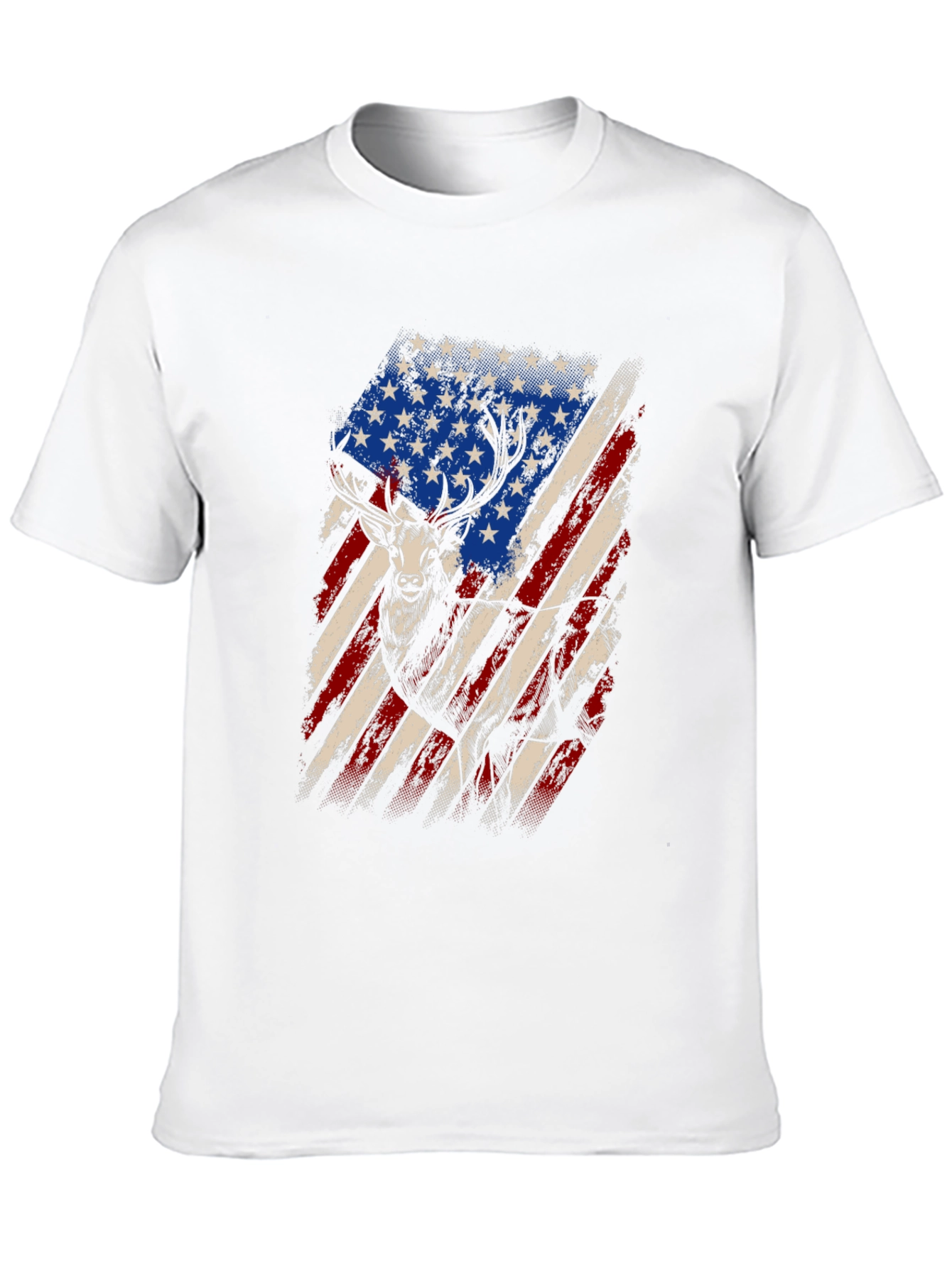 American Flag Deer Graphic Tee - Patriotic Hunting Shirt