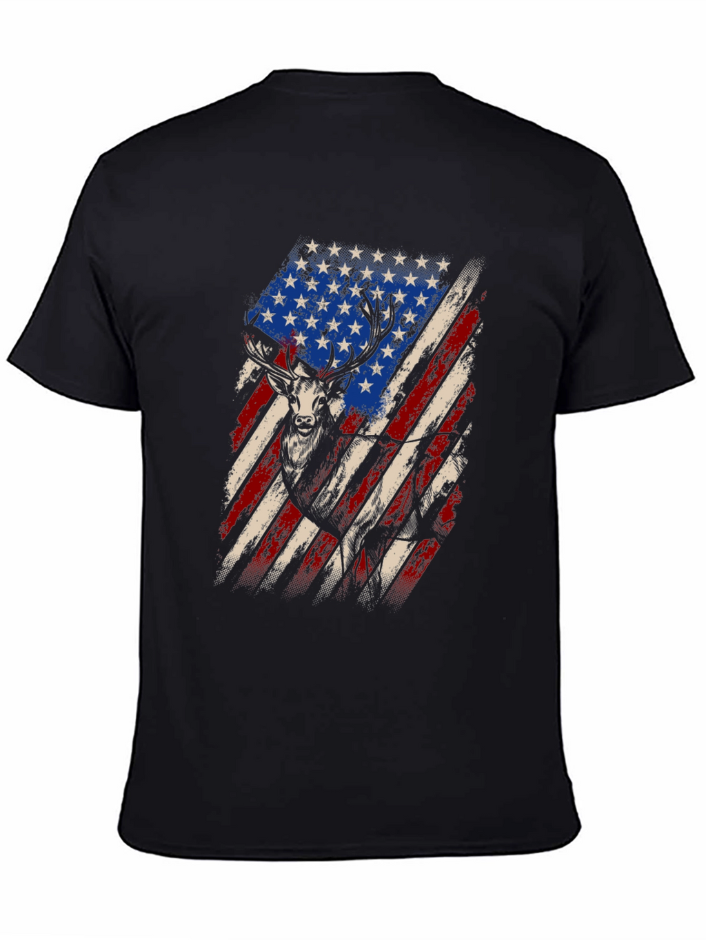 American Flag Deer Graphic Tee - Patriotic Hunting Shirt