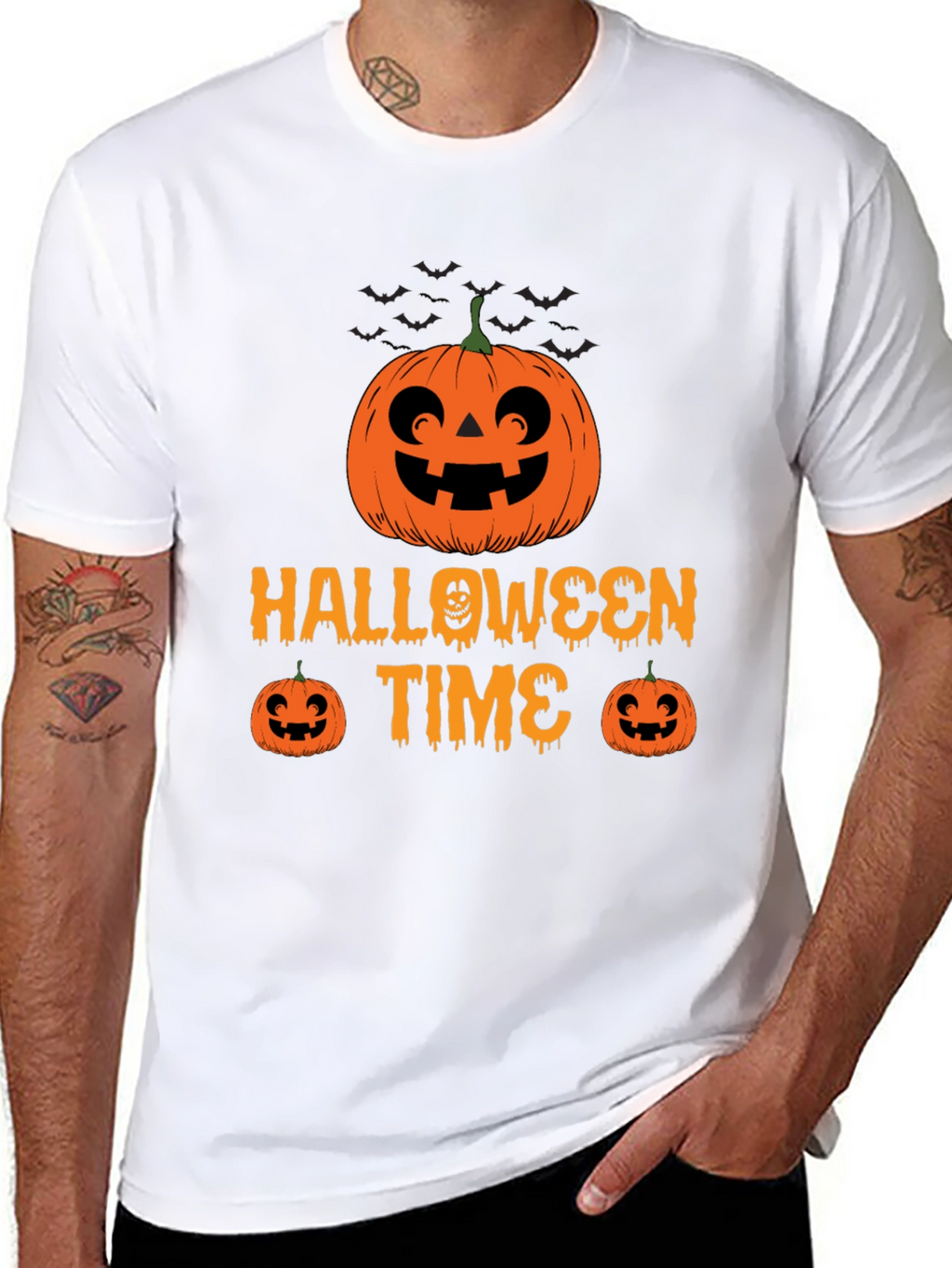 Halloween Time Black T-Shirt Pumpkin Graphic Tee