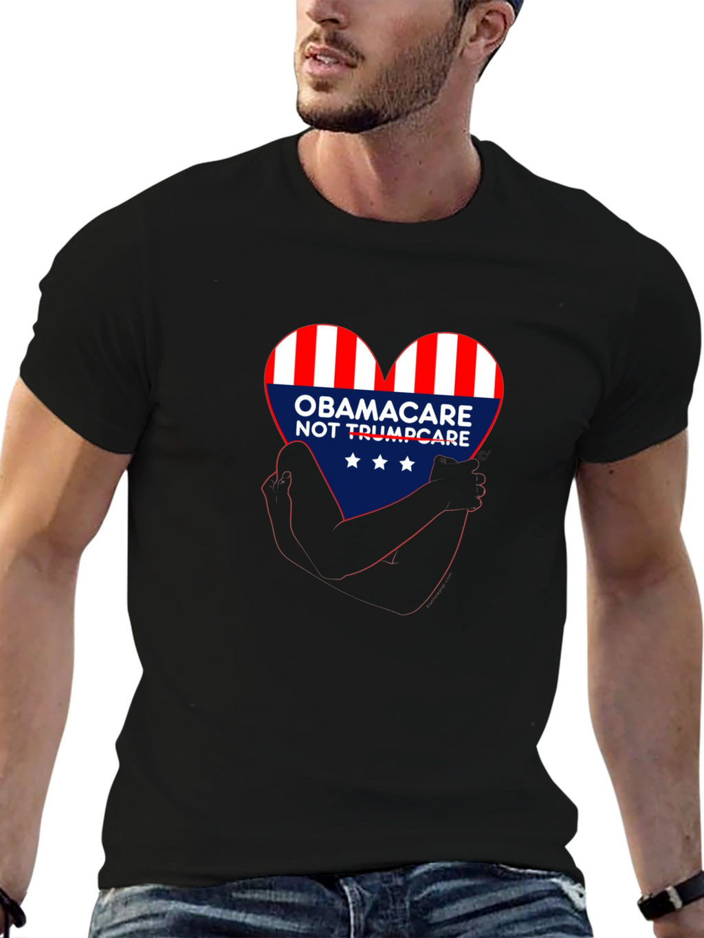 Obamacare NOT Trumpcare Heart Graphic T-Shirt