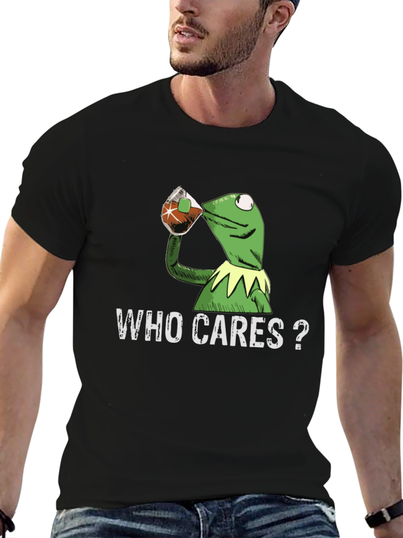 Kermit Sipping Tea Who Cares T-Shirt