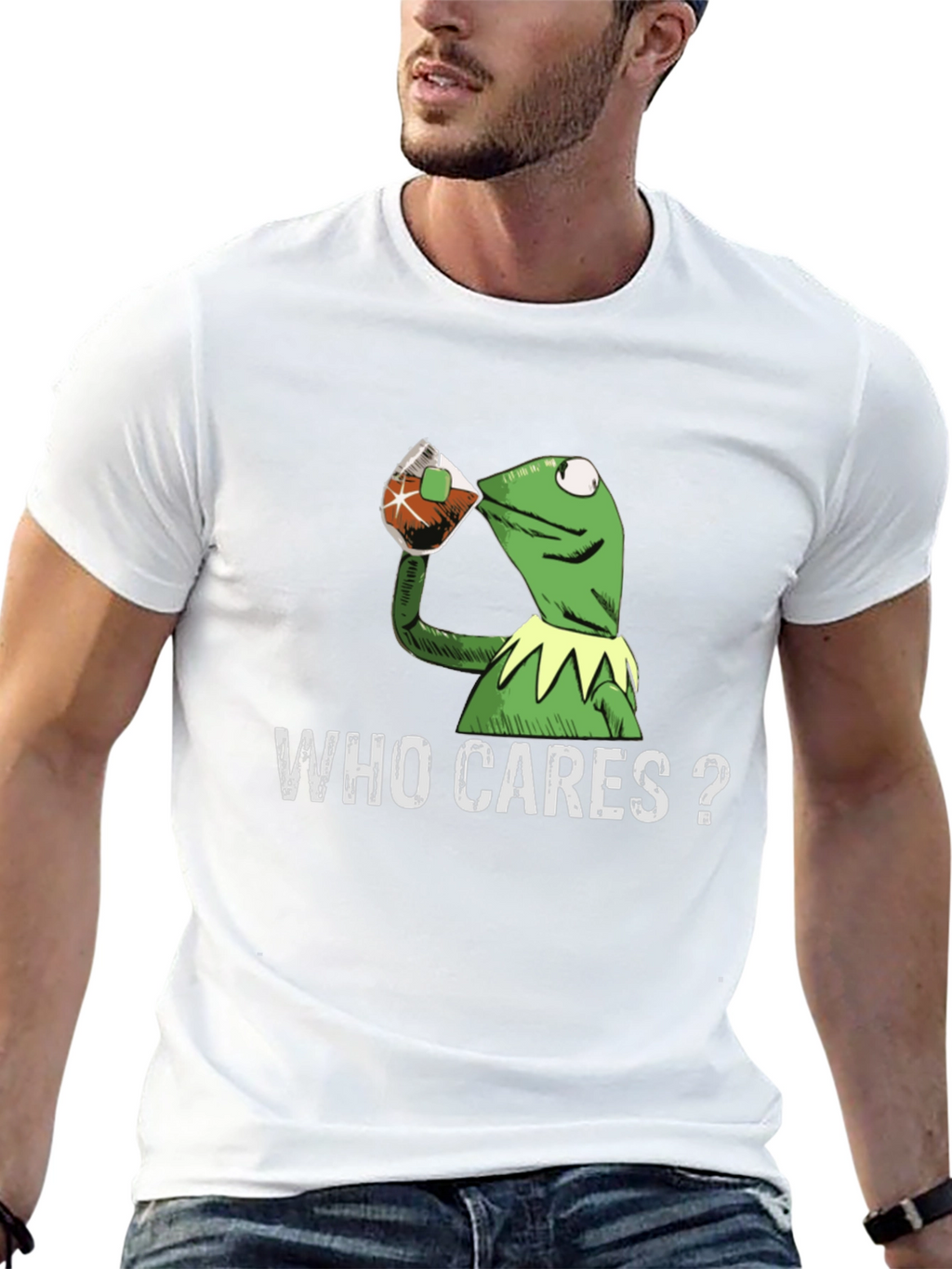 Kermit Sipping Tea Who Cares T-Shirt