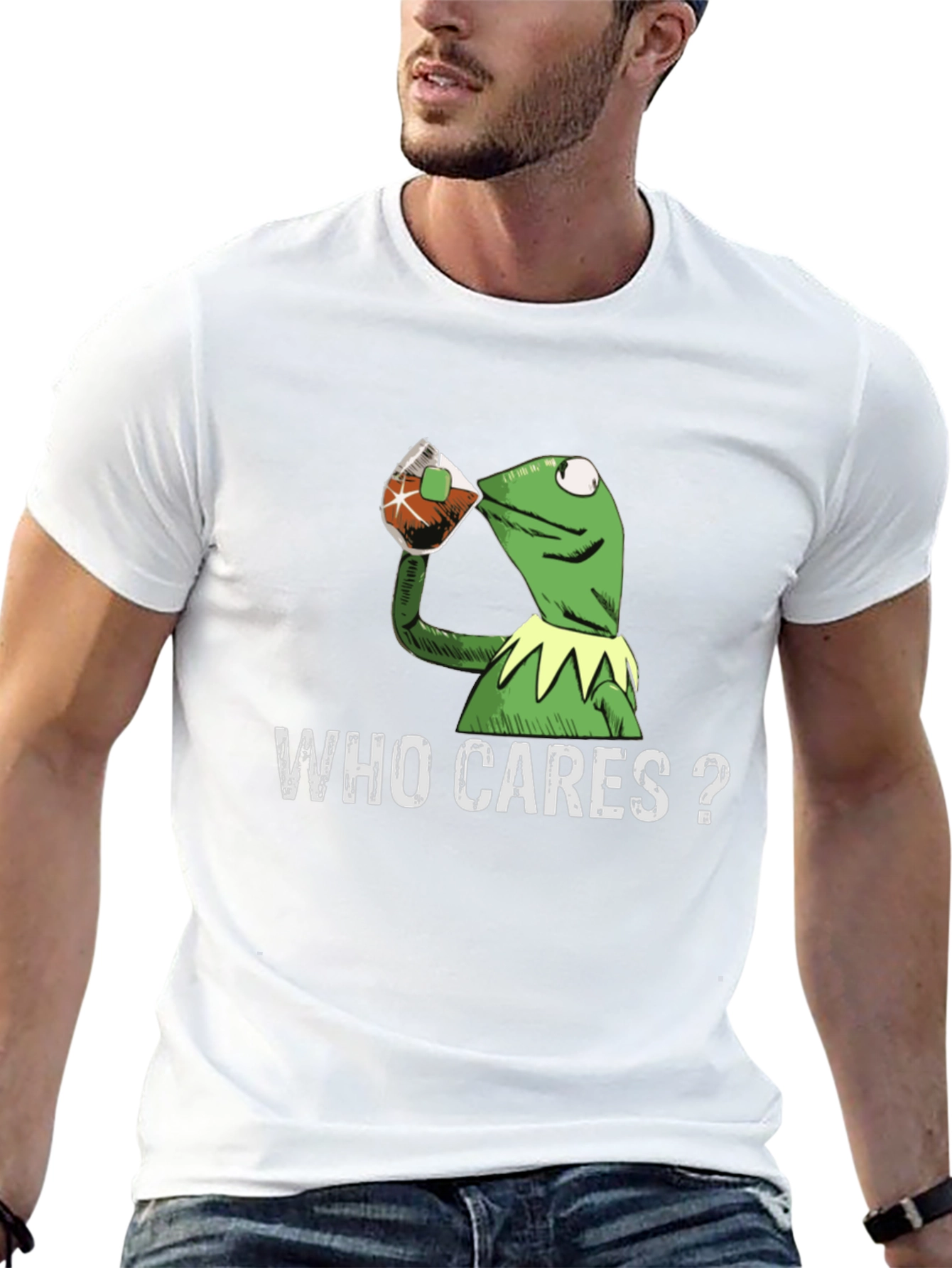 Kermit Sipping Tea Who Cares T-Shirt