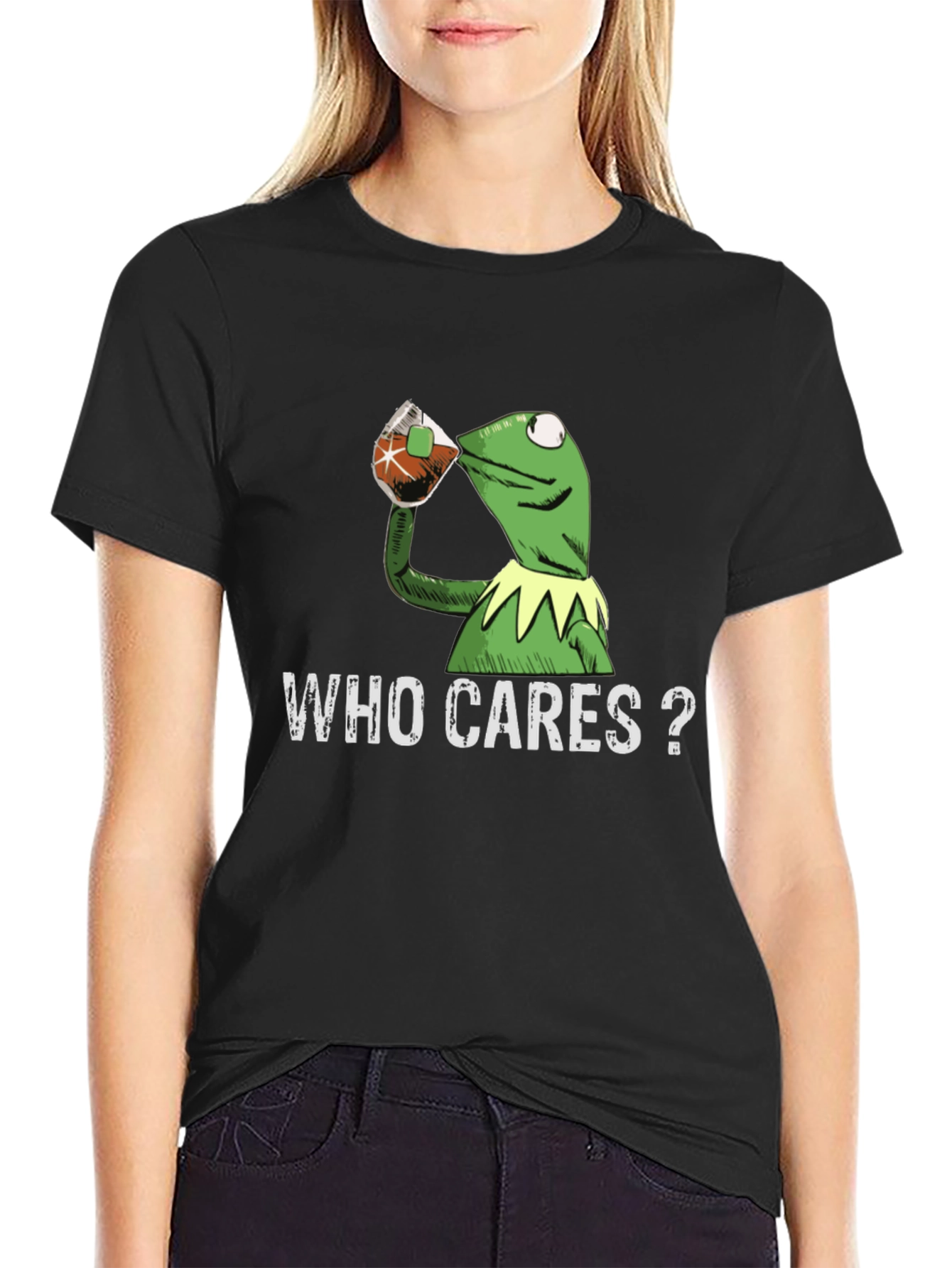 Kermit Sipping Tea Who Cares T-Shirt