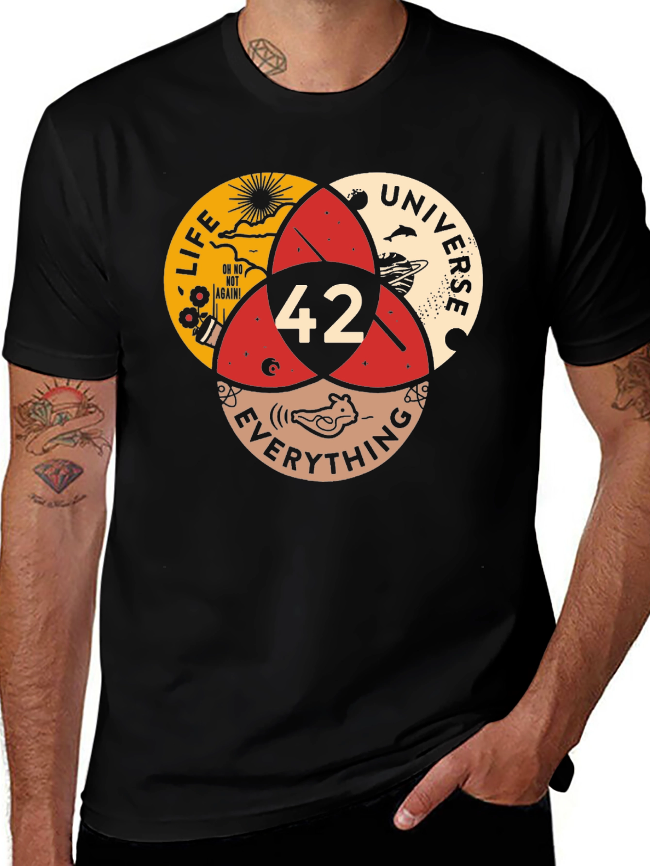 42 The Answer T-Shirt - Life Universe Everything Venn Diagram