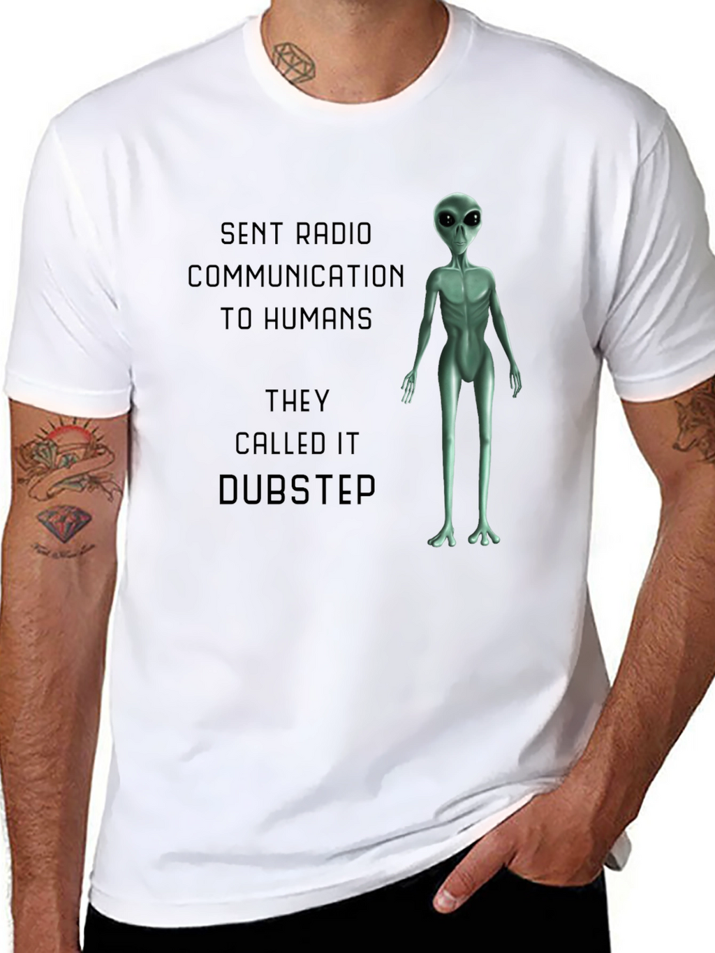 Alien Dubstep Humor Graphic T-Shirt