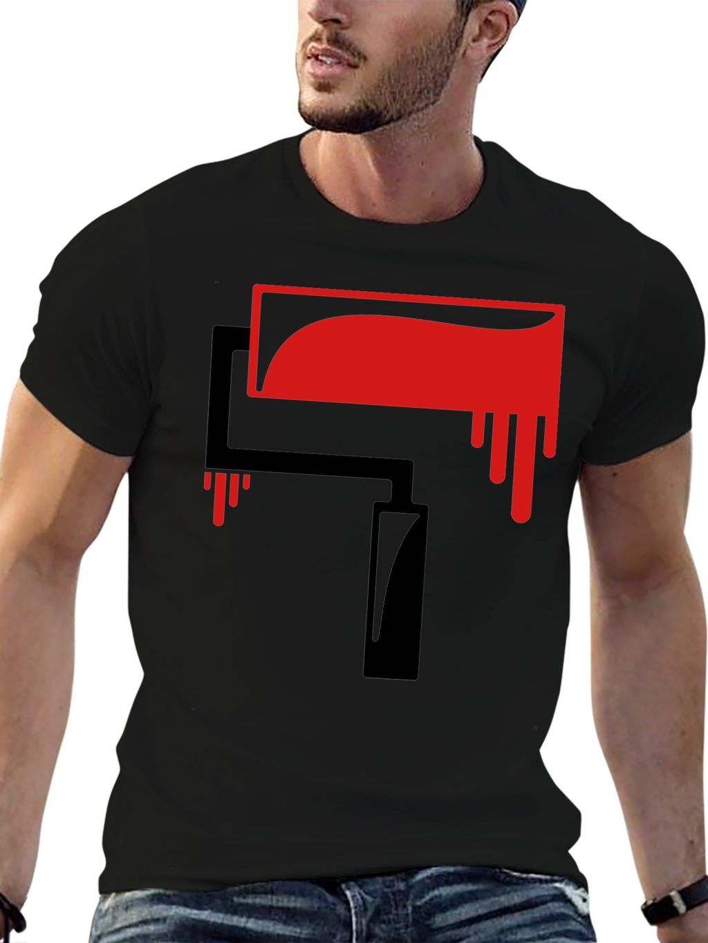 Paint Roller Graphic Tee - Black Cotton