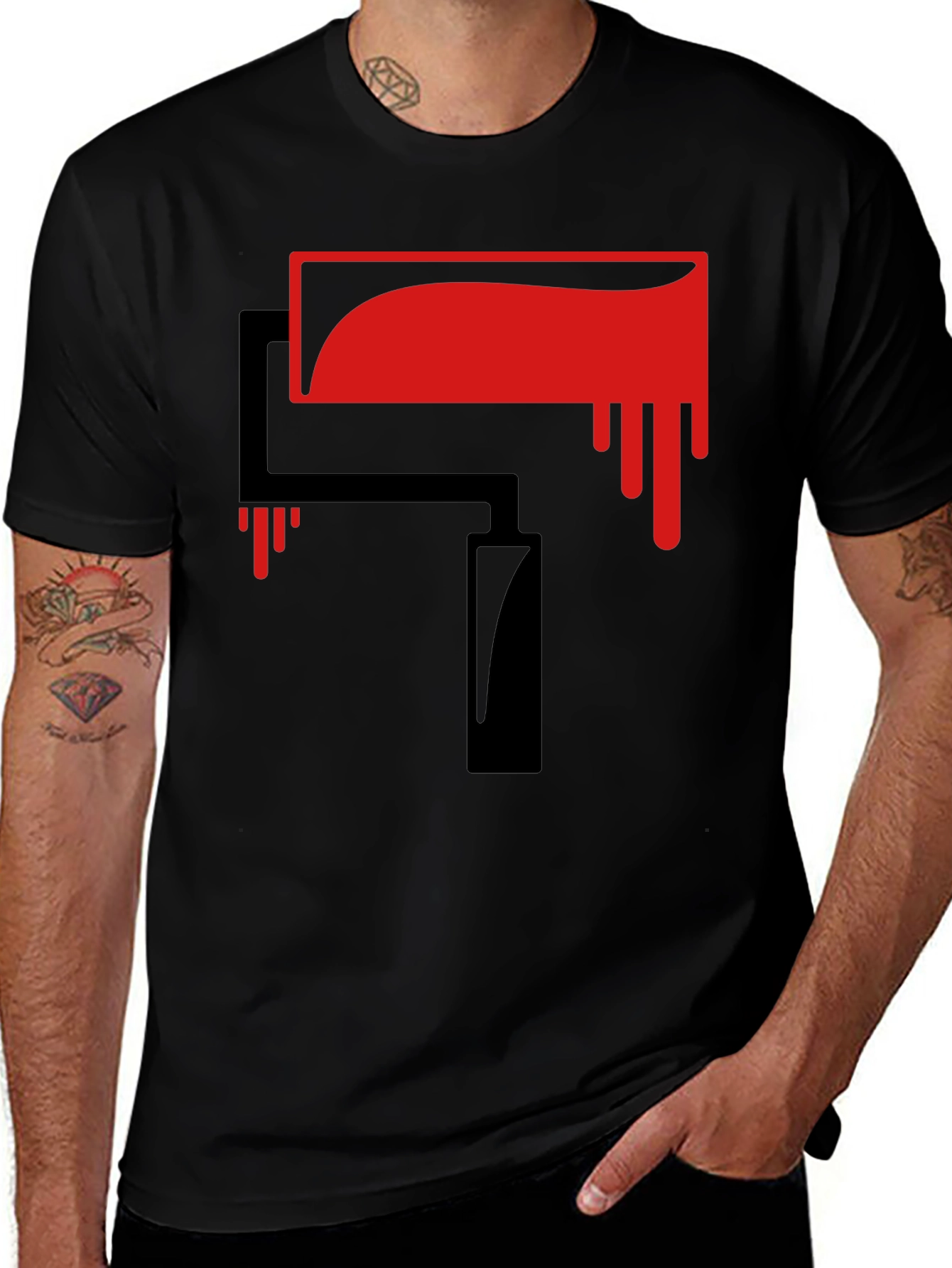 Paint Roller Graphic Tee - Black Cotton