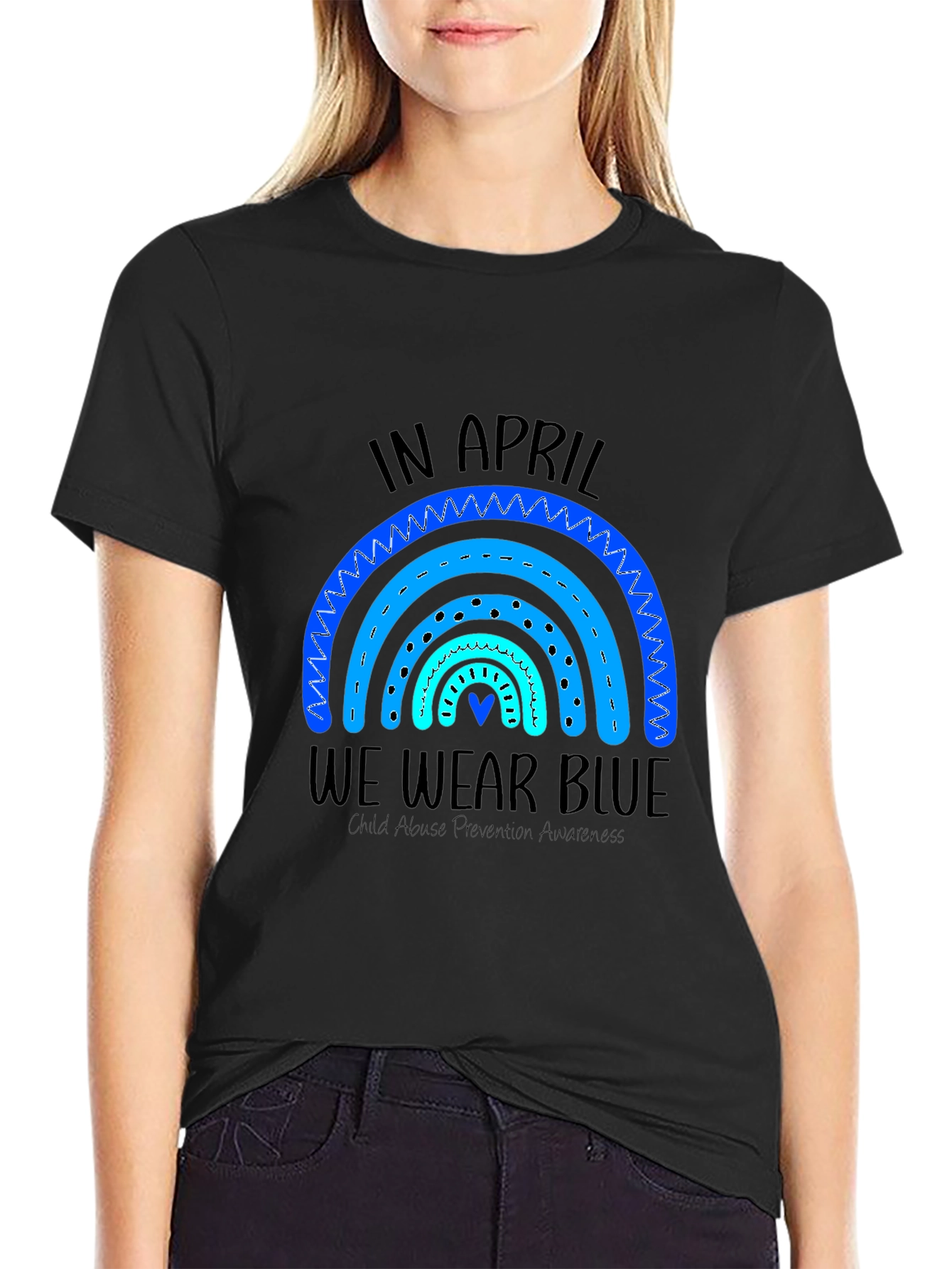 In April We Wear Blue Child Abuse Prevention Awareness T-Shirt