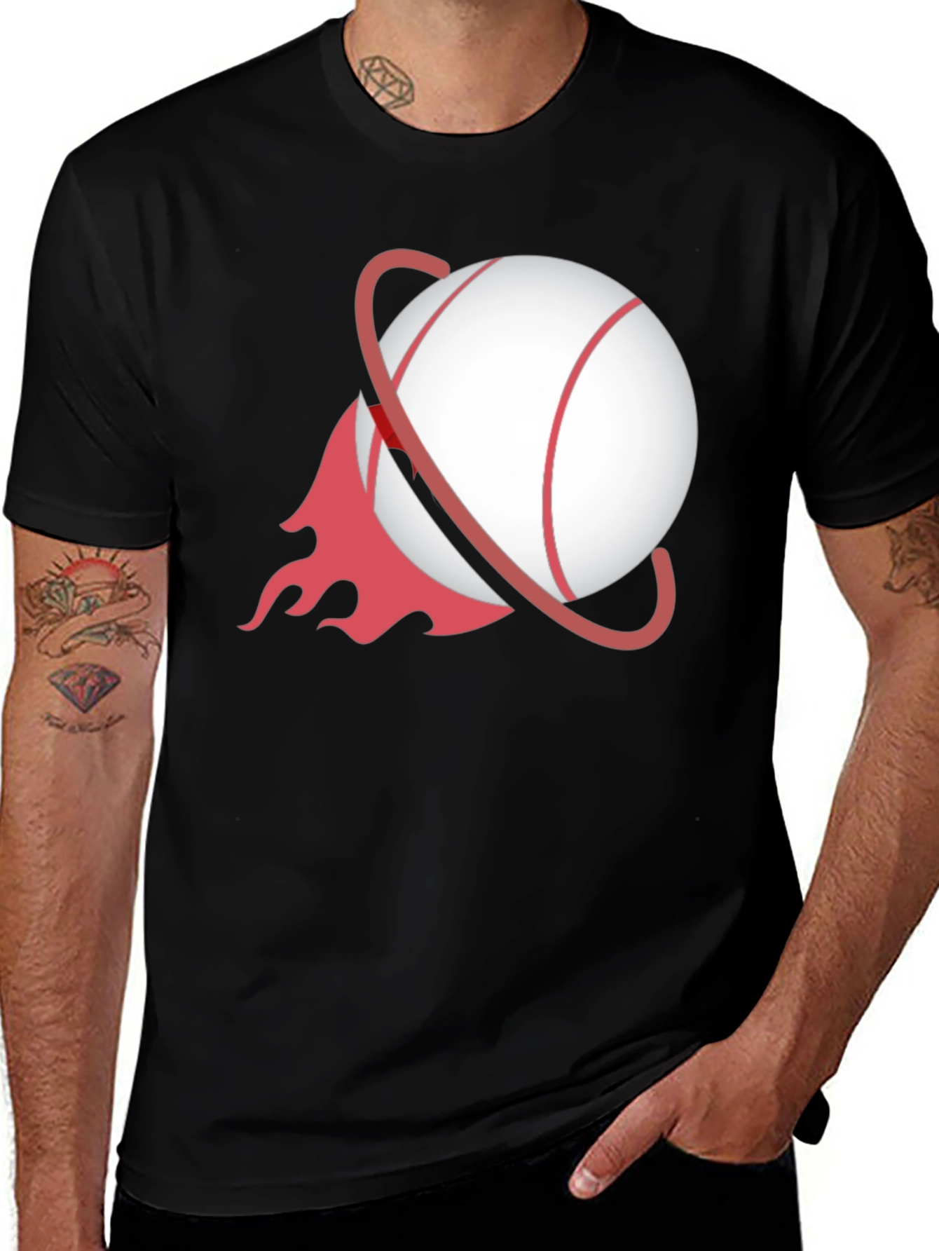 Baseball Planet Black T-Shirt
