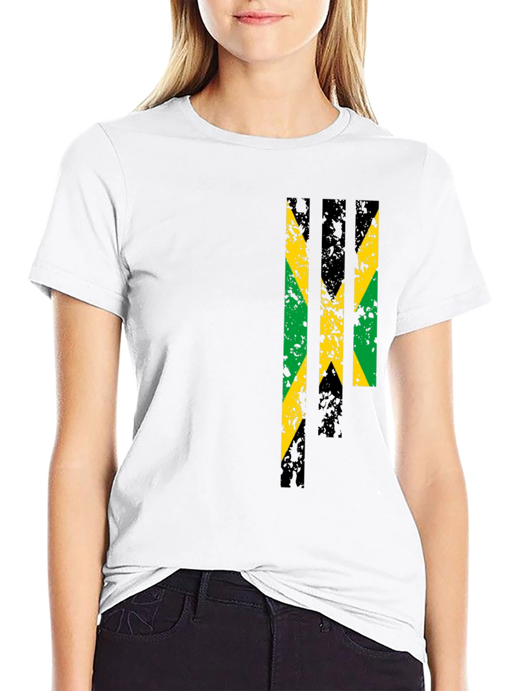 Jamaica Flag Graphic Print Black T-Shirt