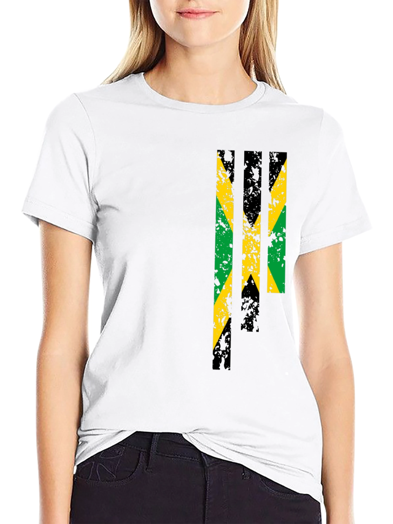 Jamaica Flag Graphic Print Black T-Shirt