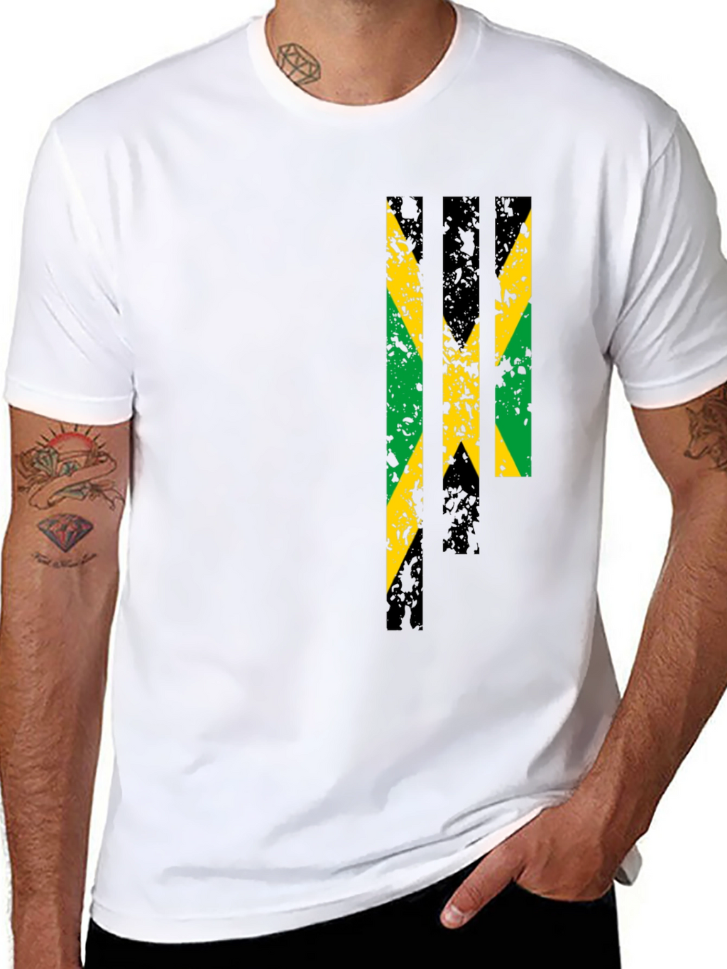 Jamaica Flag Graphic Print Black T-Shirt