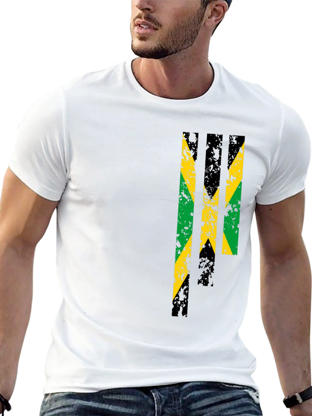 Jamaica Flag Graphic Print Black T-Shirt