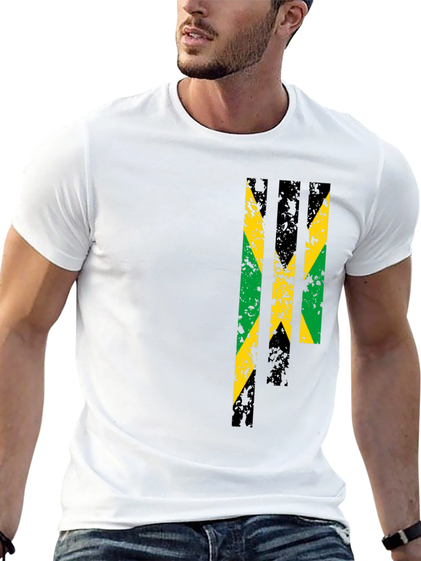 Jamaica Flag Graphic Print Black T-Shirt
