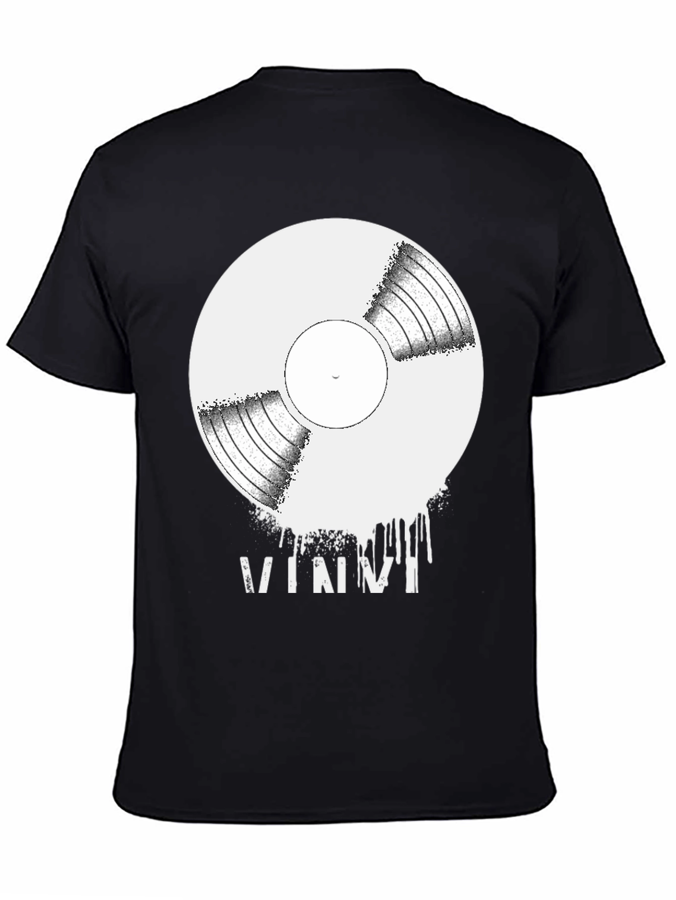 Vinyl Record Graphic Tee - Black Casual Shirt
