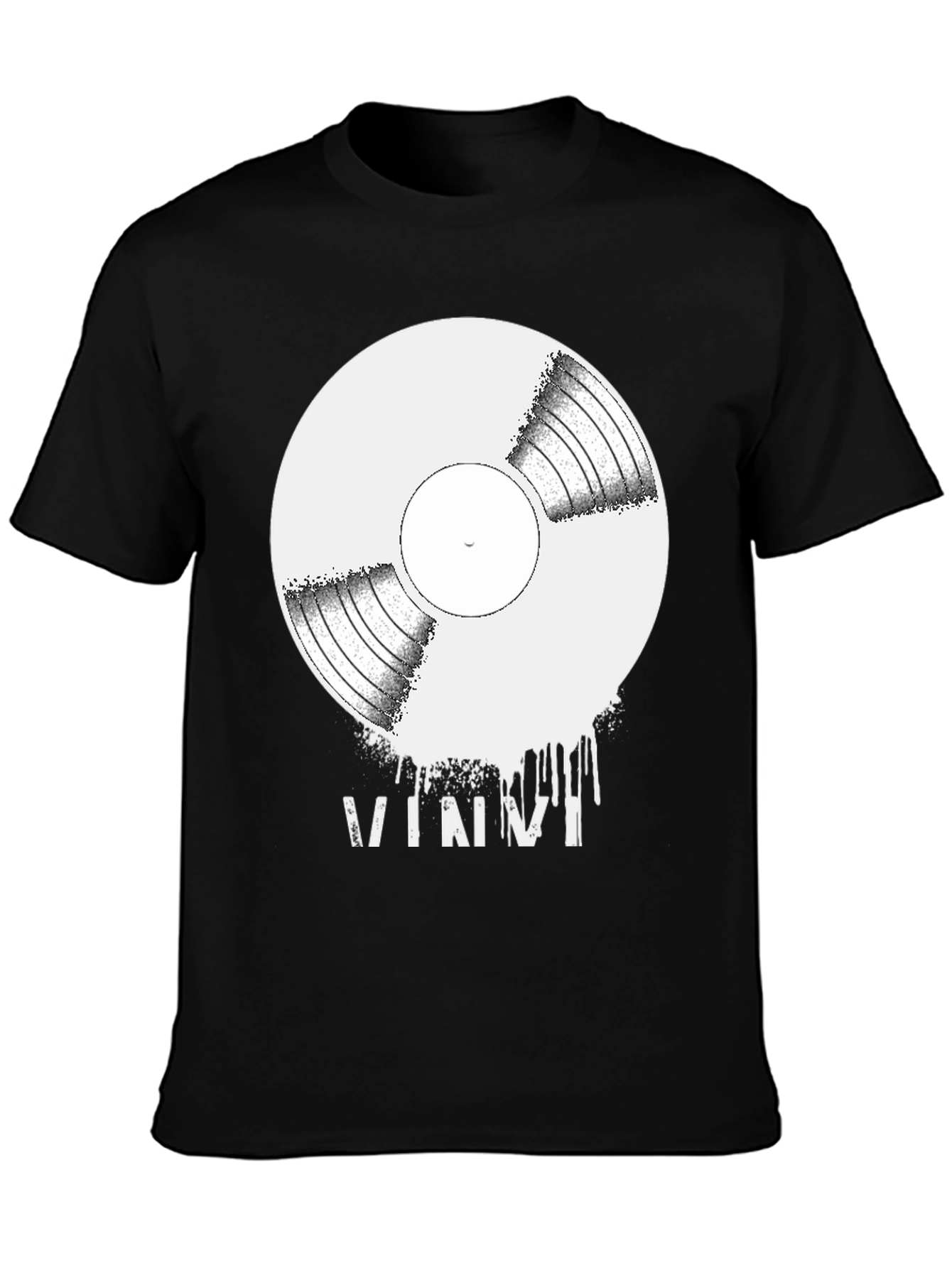 Vinyl Record Graphic Tee - Black Casual Shirt