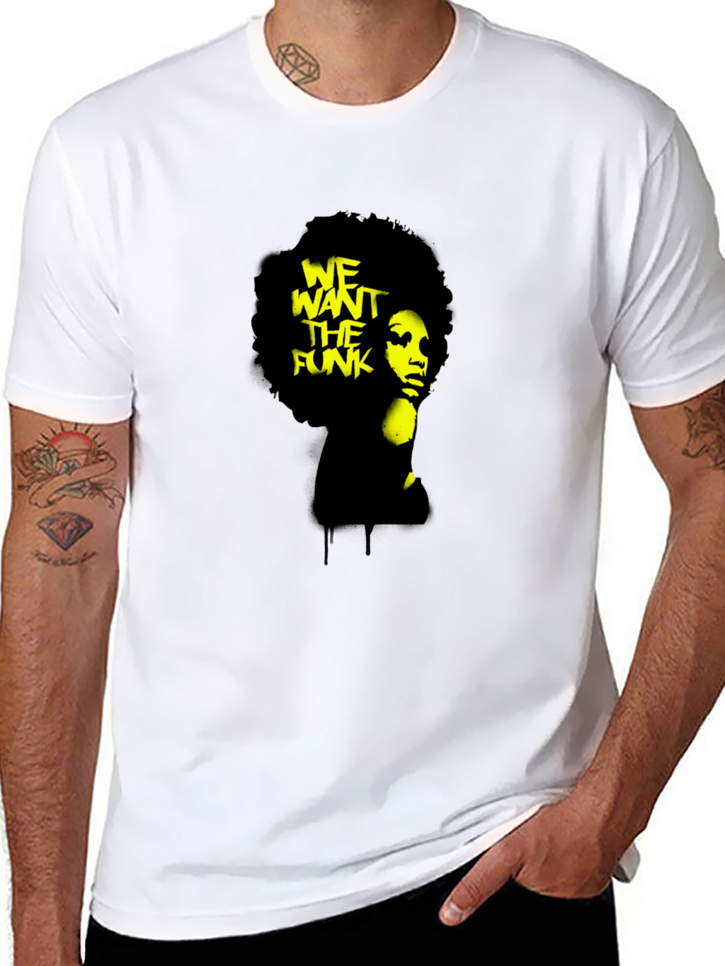 We Want The Funk Afro Graphic Black T-Shirt
