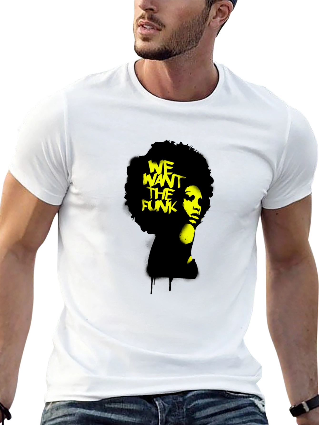We Want The Funk Afro Graphic Black T-Shirt