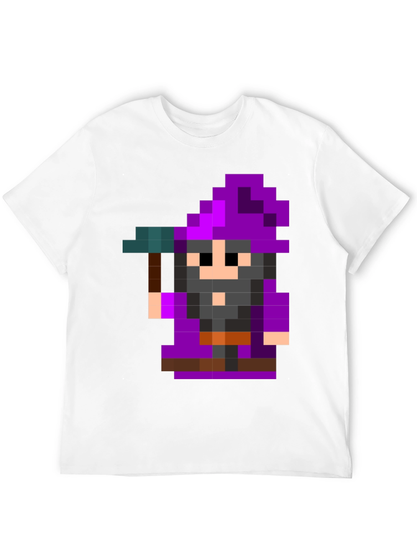 Pixel Art Wizard Black T-Shirt